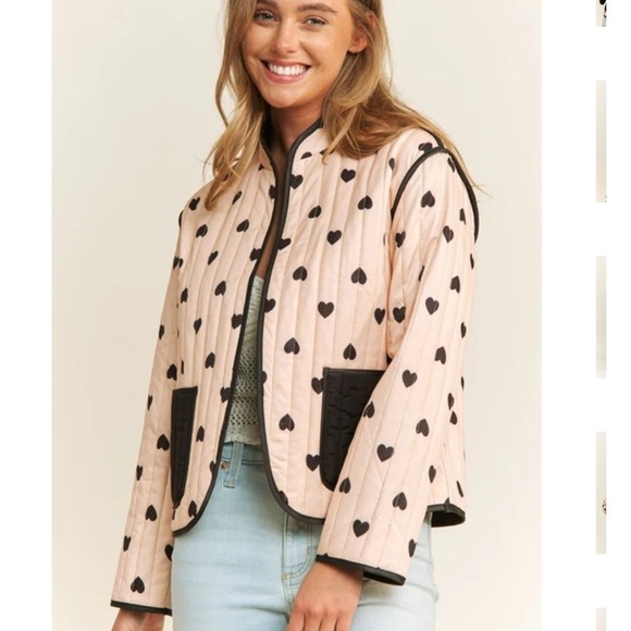 QUILTED HEART LIGHTWEIGHT OPEN PUFFER JACKET SIZE LARGE PINK BLACK - Picture 5 of 16